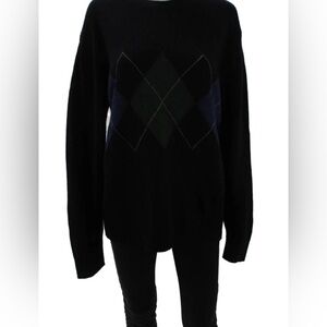 Uniqlo Black Argyle 100% Lambswool Women's Sweater